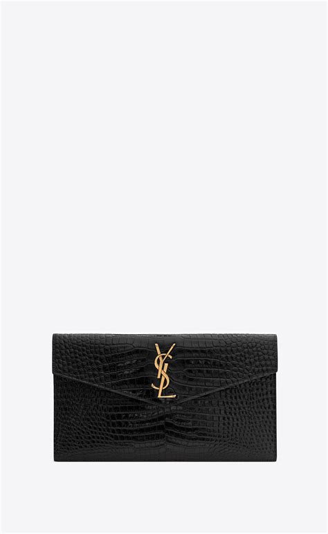 pochette ysl coccodrillo|Pochette UPTOWN in pelle lucida di coccodrillo goffrata .